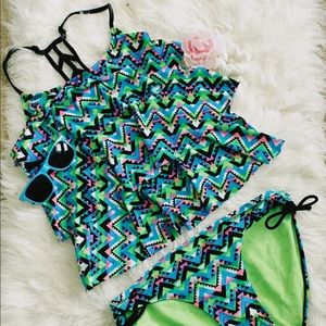 Girl’s Bright Aztec Bathing Suit (Justice)
